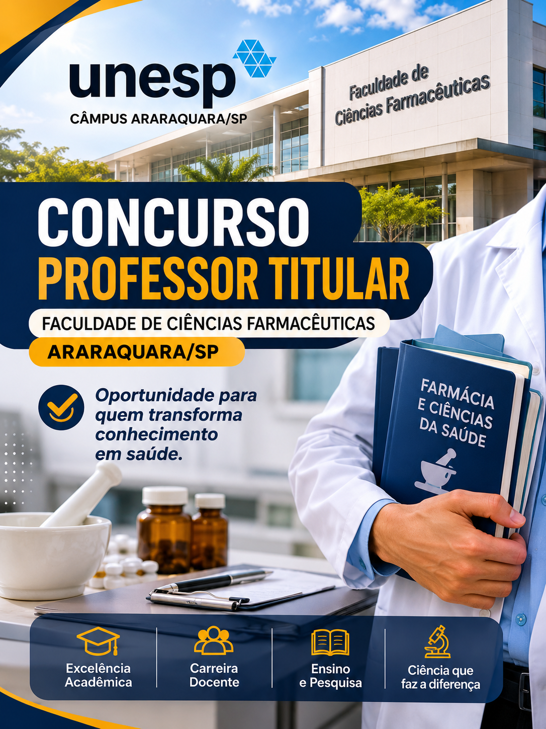 UNESP abre concurso público para professor titular em Araraquara
